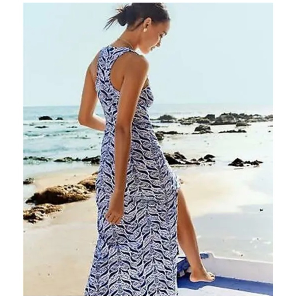 Lilly Pulitzer Navy and White Printed Maxi Dress